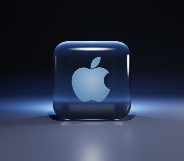 a blue glass with a white logo