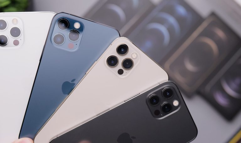 White and blue iPhones